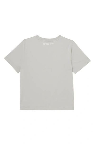 Shop Burberry Kids' Cedar Check Panel Cotton T-shirt In Soft Silver Grey