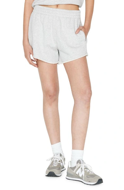 Shop Frame Varisty Cotton French Terry Sweat Shorts In Light Gris Heather