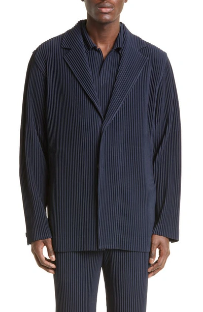 Shop Issey Miyake Homme Plissé  Pleated Sport Coat In 75-navy