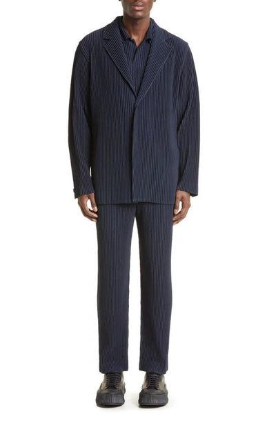 Shop Issey Miyake Pleated Sport Coat In 75-navy