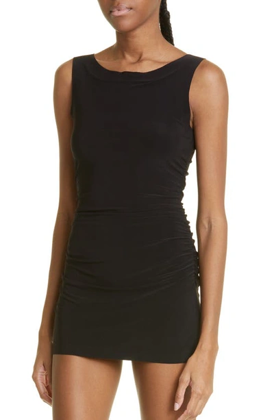 Shop Norma Kamali Pickleball Ruched Minidress In Black