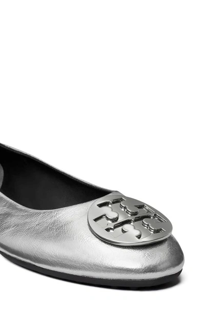 Shop Tory Burch Claire Ballet Flat In Silver / Silver / Silver