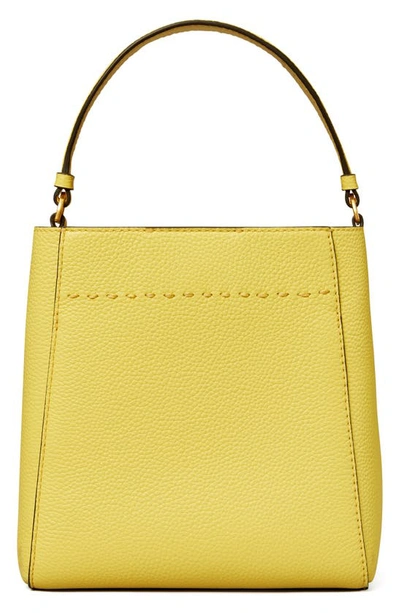 Shop Tory Burch Mcgraw Small Leather Bucket Bag In Vintage Lemon