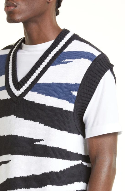 Shop Missoni Stripe Jacquard Cotton Blend Sweater Vest In Light And Dark Blue Multicolor