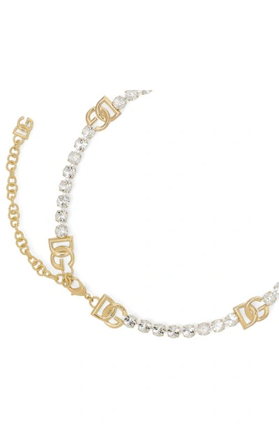 Dolce & Gabbana Dg Logo Crystal Chain Belt In Gold