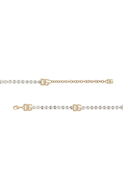 Dolce & Gabbana Dg Logo Crystal Chain Belt In Gold