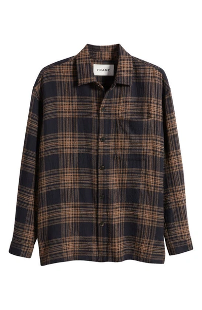 Shop Frame Relaxed Fit Plaid Button-up Shirt In Tan Plaid