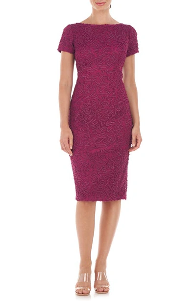 Shop Js Collections Melanie Metallic Embroidered Cocktail Midi Dress In Boysenberry
