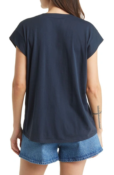 Shop Frame Le Mid Rise V-neck T-shirt In Navy