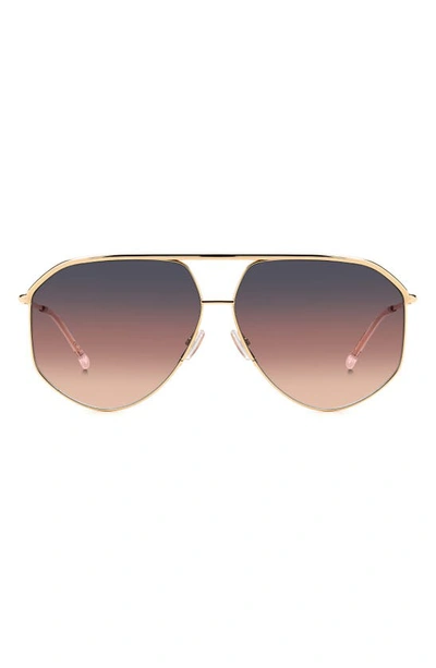 Shop Isabel Marant Wild Metal 64mm Gradient Oversize Aviator Sunglasses In Rose Gold/ Grey Pink