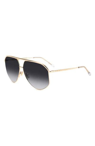 Shop Isabel Marant Wild Metal 64mm Gradient Oversize Aviator Sunglasses In Rose Gold/ Grey Shaded