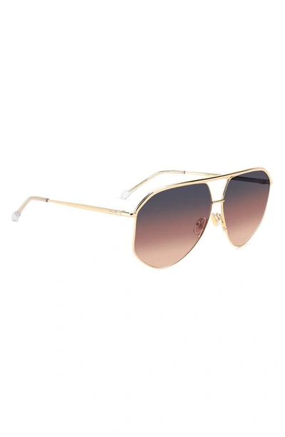 Shop Isabel Marant Wild Metal 64mm Gradient Oversize Aviator Sunglasses In Rose Gold/ Grey Pink
