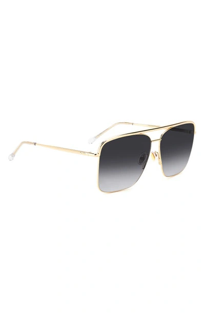 Shop Isabel Marant Wild Metal 62mm Gradient Oversize Rectangular Sunglasses In Rose Gold/ Grey Shaded