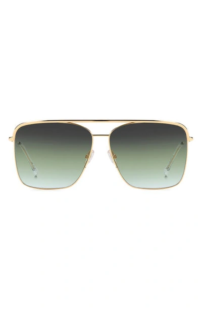 Shop Isabel Marant Wild Metal 62mm Gradient Oversize Rectangular Sunglasses In Rose Gold/ Grey Green