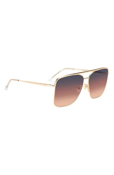 Shop Isabel Marant Wild Metal 62mm Gradient Oversize Rectangular Sunglasses In Rose Gold/ Grey Pink