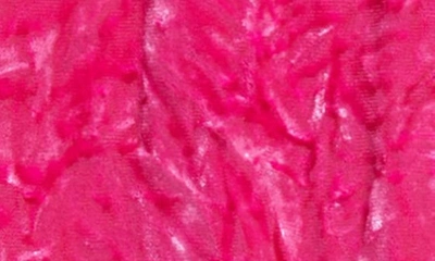 Shop Versace Long Crushed Velvet Gloves In Glossy Pink