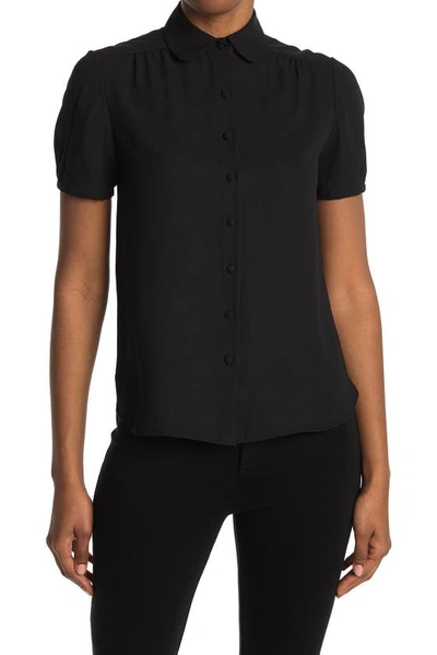 Shop Anne Klein Peter Pan Shirred Collar Blouse In Anne Blk