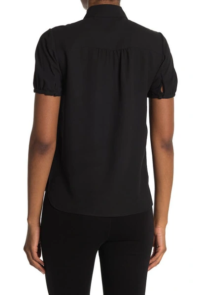 Anne Klein Peter Pan Shirred Collar Blouse In Anne Blk