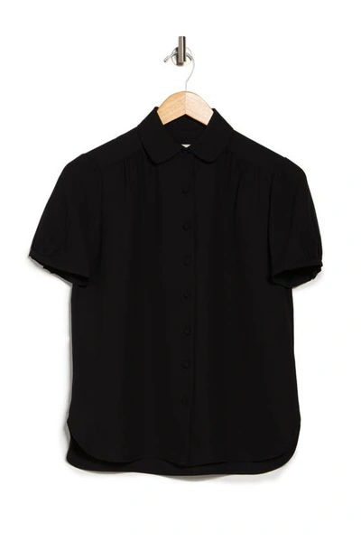 Anne Klein Peter Pan Shirred Collar Blouse In Anne Blk