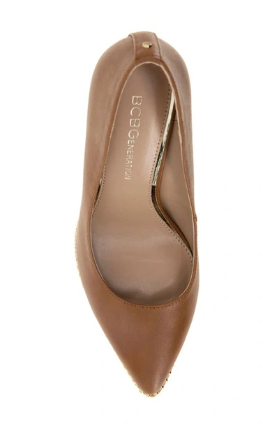 Bcbgeneration Hawti Womens Faux Leather Pointed Toe Pumps In Cognac