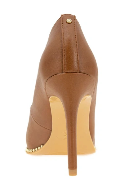 Bcbgeneration Hawti Womens Faux Leather Pointed Toe Pumps In Cognac