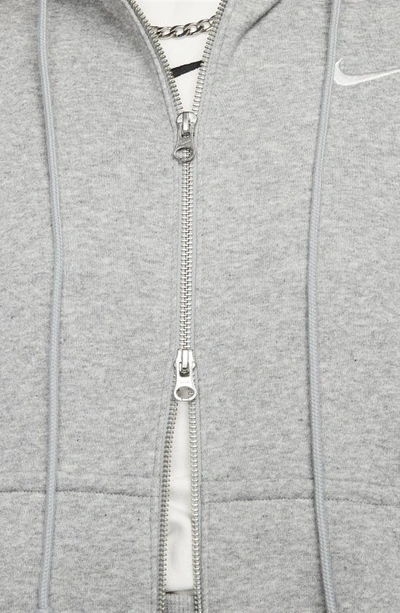 Nike Sportswear Phoenix Long Zip Hoodie In Dark Grey Heather/ Sail