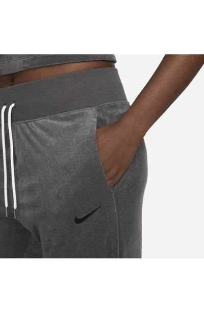 Shop Nike Sportswear High Waist Wide Leg Terry Pants In Anthracite/ Black