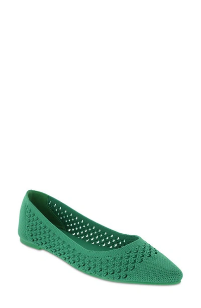 Shop Mia Lovi Knit Pointed Toe Flat In Green