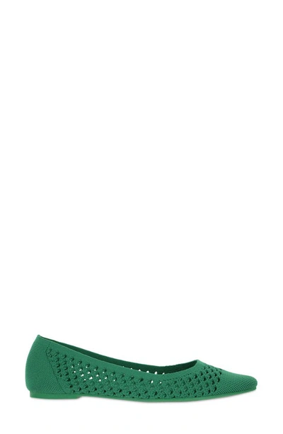 Shop Mia Lovi Knit Pointed Toe Flat In Green