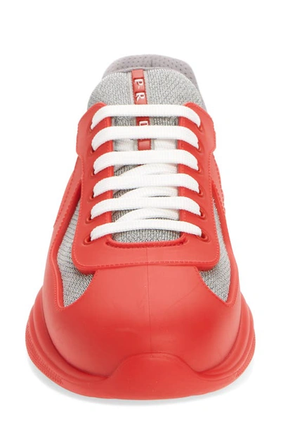 Shop Prada America's Cup Low Top Sneaker In Rosso