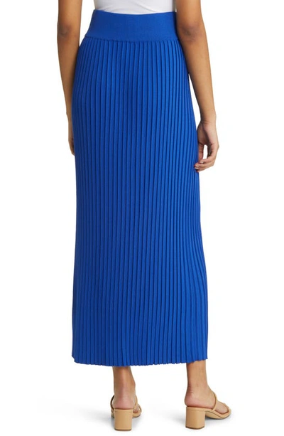 Misook Ribbed Soft-knit Maxi Skirt In Satin Sky