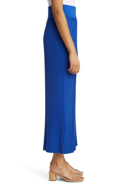 Shop Misook Ribbed Midi Skirt In Satin Sky