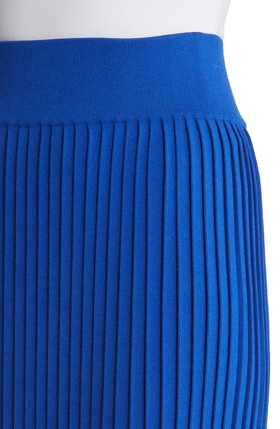 Shop Misook Ribbed Midi Skirt In Satin Sky