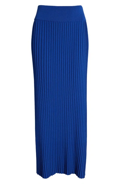 Misook Ribbed Soft-knit Maxi Skirt In Satin Sky