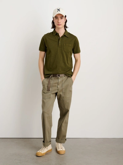 Shop Alex Mill The Standard Polo In Slub Cotton In Deep Olive