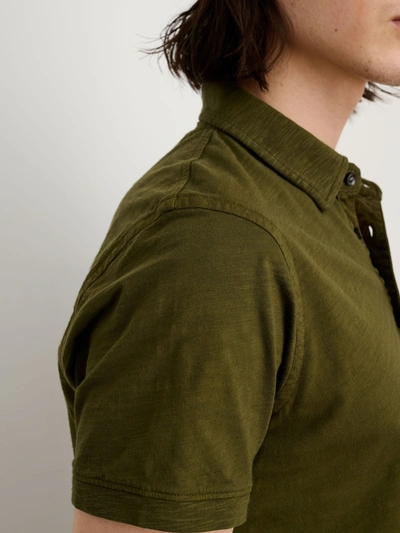 Shop Alex Mill The Standard Polo In Slub Cotton In Deep Olive