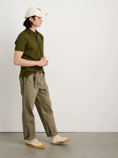 Shop Alex Mill The Standard Polo In Slub Cotton In Deep Olive