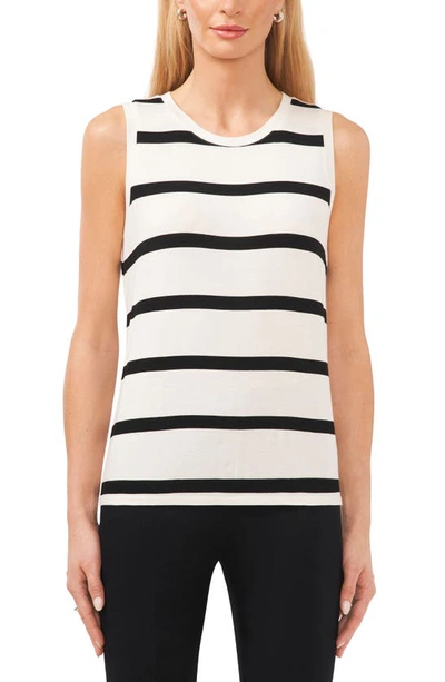 Halogen Back Keyhole Tank In Ivory/ Black Stripe