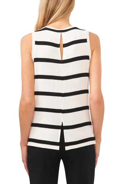 Halogen Back Keyhole Tank In Ivory/ Black Stripe