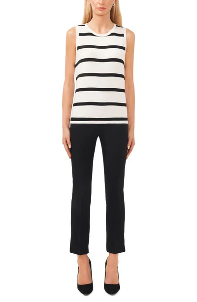 Halogen Back Keyhole Tank In Ivory/ Black Stripe