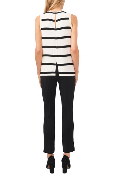 Halogen Back Keyhole Tank In Ivory/ Black Stripe