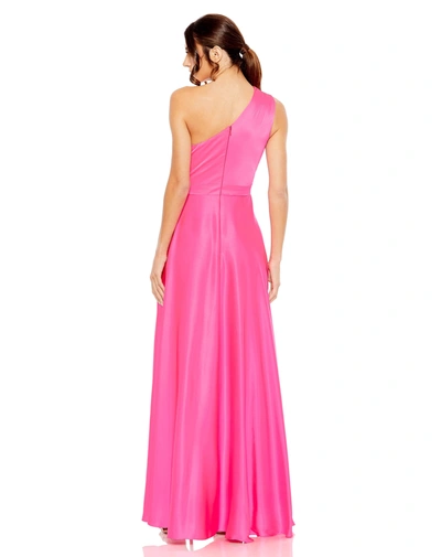Mac Duggal One Shoulder High Low A Line Gown In Hot Pink