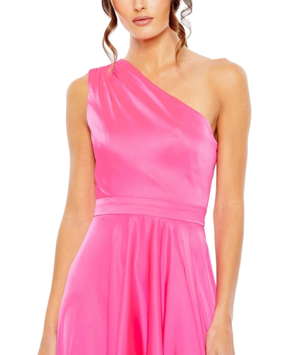 Mac Duggal One Shoulder High Low A Line Gown In Hot Pink