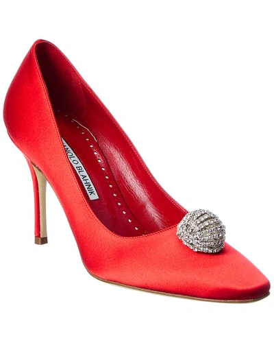 Manolo Blahnik Elbolita 90 Satin Pump In Brown