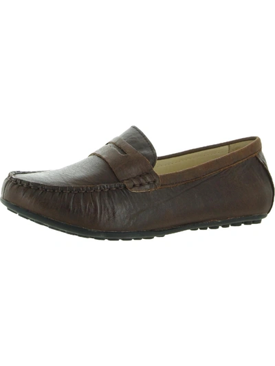 Shop David Tate Carson Womens Leather Slip-on Moccasins In Brown