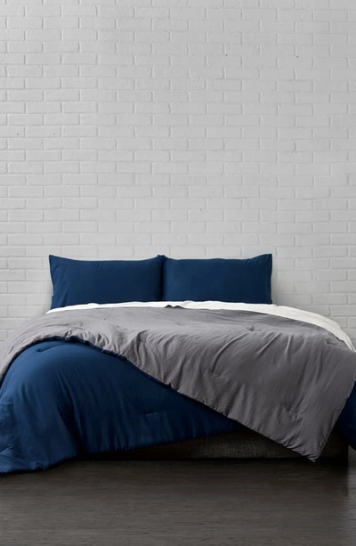 Shop Ella Jayne Home Microfiber Down-alternative Reversible Comforter Set In Charcoal/navy