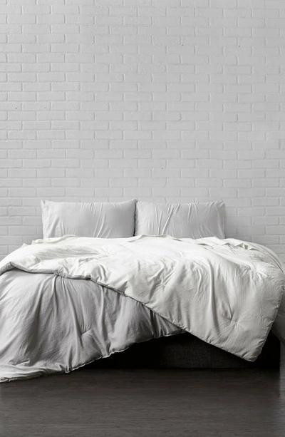Shop Ella Jayne Home Microfiber Down-alternative Reversible Comforter Set In White/platinum