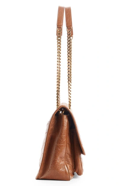 Shop Saint Laurent Medium Niki Matelassé Crinkled Leather Shoulder Bag In Light Caramel