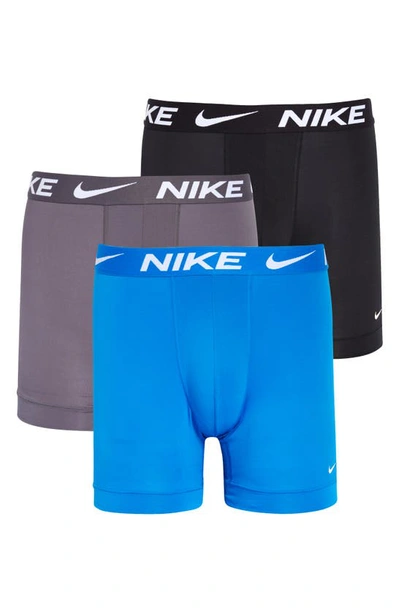 Shop Nike 3-pack Dri-fit Essential Micro Boxer Briefs In Photo Blue/ Grey/ Black