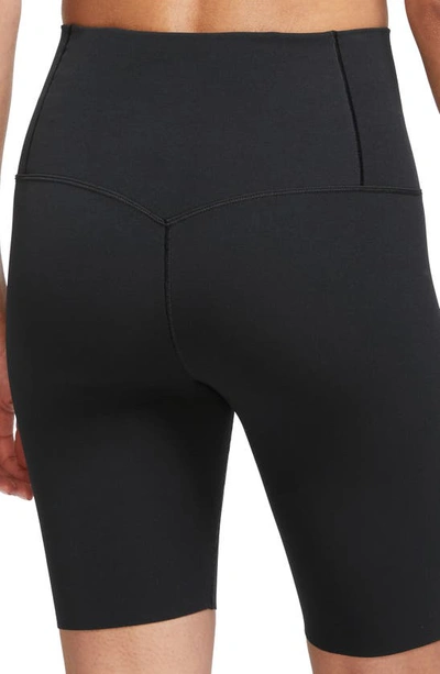 Shop Nike Zenvy Gentle Support High Waist Bike Shorts In Black/ Black